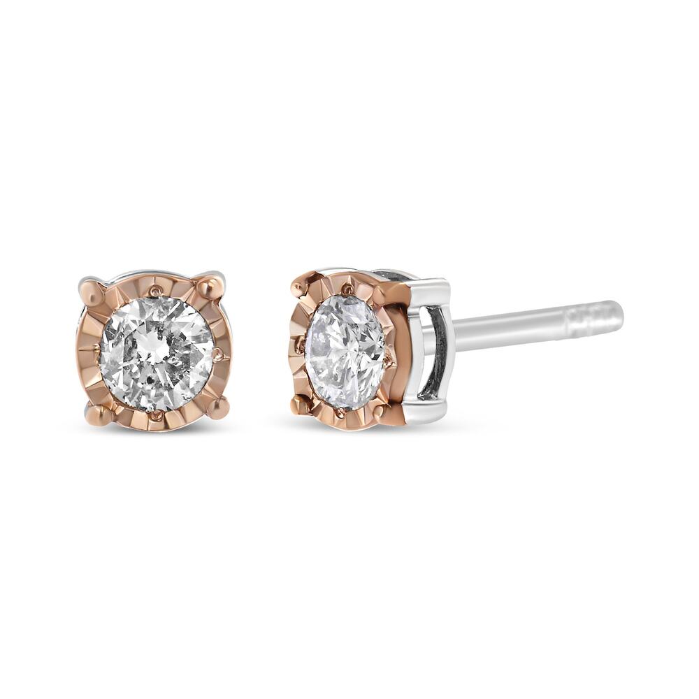 10K Two-Tone Yellow & White Gold 0.40 Cttw Diamond Miracle-Set Earrings - Picture 4 of 4